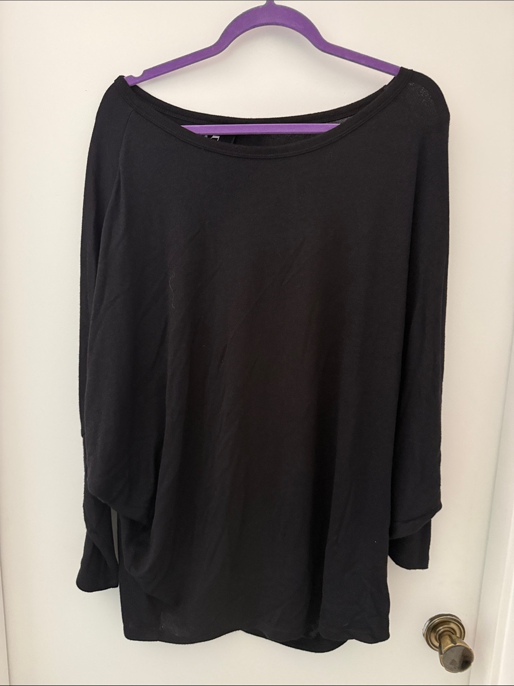 Women’s Black Long Sleeve Boatneck Top